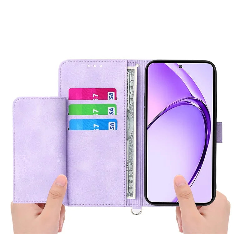 For Oppo A3 Pro (Global) 5G Case Flower Pattern PU Leather Wallet Phone Cover with Strap