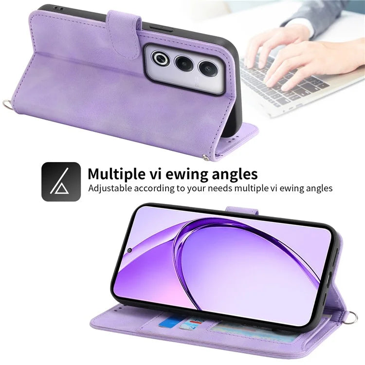 For Oppo A3 Pro (Global) 5G Case Flower Pattern PU Leather Wallet Phone Cover with Strap