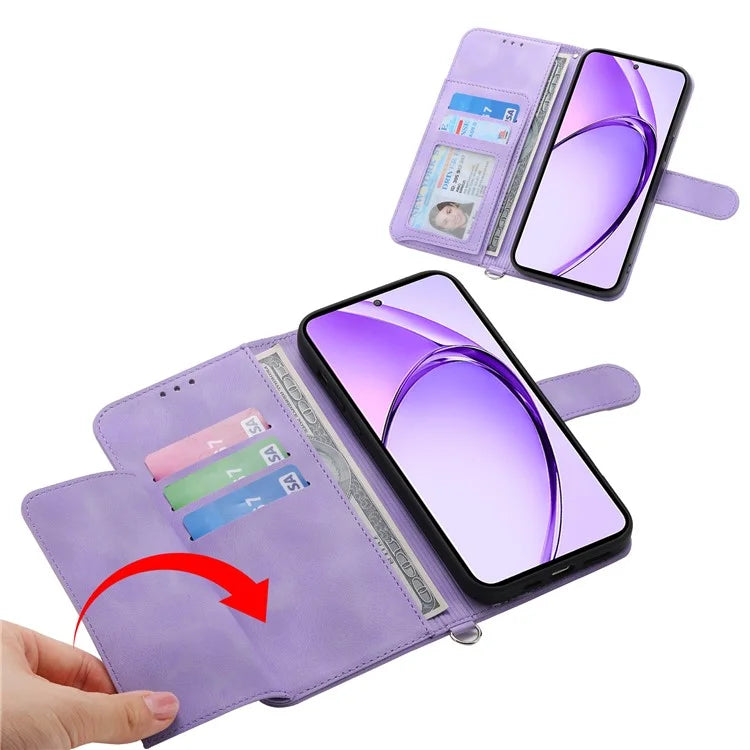 For Oppo A3 Pro (Global) 5G Case Flower Pattern PU Leather Wallet Phone Cover with Strap