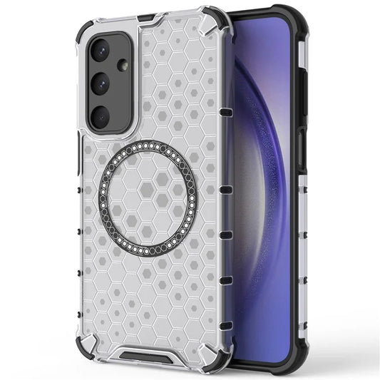 For Samsung Galaxy M35 5G Case Compatible with MagSafe Honeycomb Design TPU+PC Phone Cover