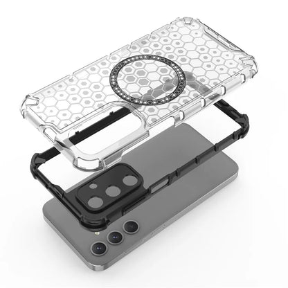 For Samsung Galaxy M35 5G Case Compatible with MagSafe Honeycomb Design TPU+PC Phone Cover