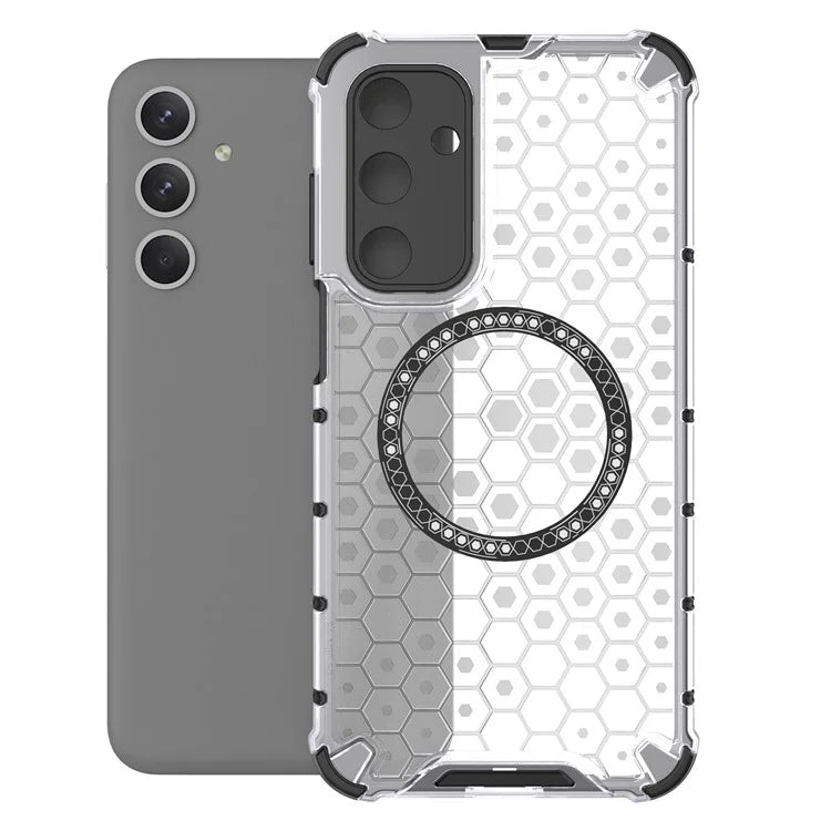 For Samsung Galaxy M35 5G Case Compatible with MagSafe Honeycomb Design TPU+PC Phone Cover