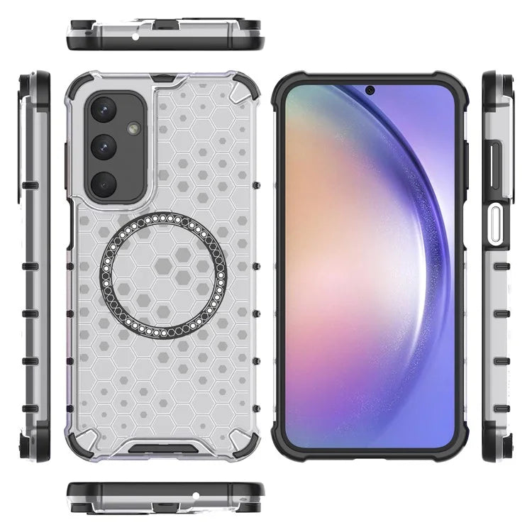 For Samsung Galaxy M35 5G Case Compatible with MagSafe Honeycomb Design TPU+PC Phone Cover