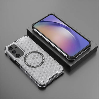 For Samsung Galaxy M35 5G Case Compatible with MagSafe Honeycomb Design TPU+PC Phone Cover