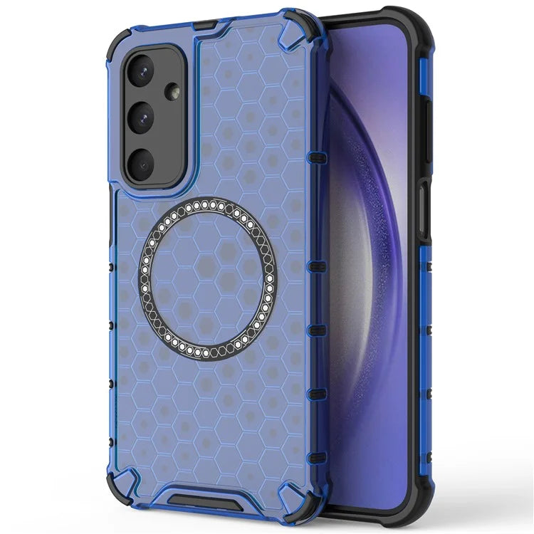 For Samsung Galaxy M35 5G Case Compatible with MagSafe Honeycomb Design TPU+PC Phone Cover