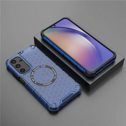 For Samsung Galaxy M35 5G Case Compatible with MagSafe Honeycomb Design TPU+PC Phone Cover