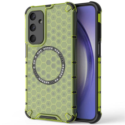 For Samsung Galaxy M35 5G Case Compatible with MagSafe Honeycomb Design TPU+PC Phone Cover