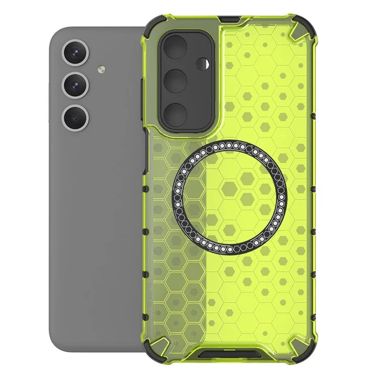 For Samsung Galaxy M35 5G Case Compatible with MagSafe Honeycomb Design TPU+PC Phone Cover