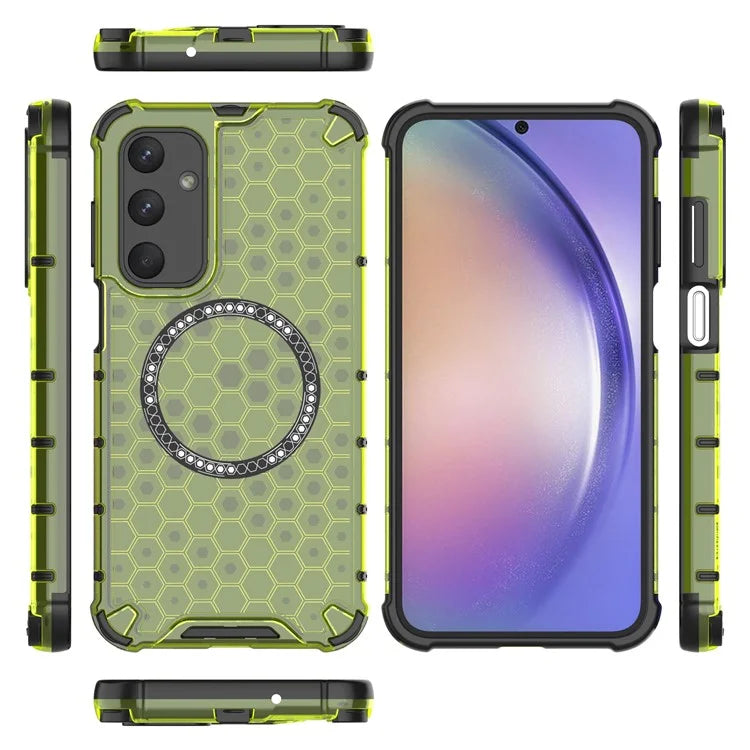 For Samsung Galaxy M35 5G Case Compatible with MagSafe Honeycomb Design TPU+PC Phone Cover