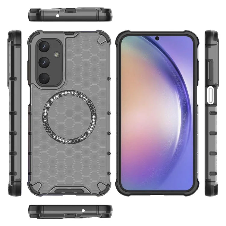 For Samsung Galaxy M35 5G Case Compatible with MagSafe Honeycomb Design TPU+PC Phone Cover