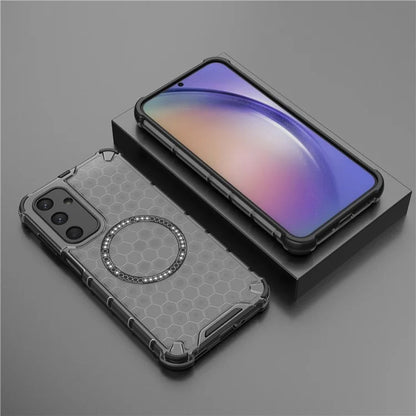 For Samsung Galaxy M35 5G Case Compatible with MagSafe Honeycomb Design TPU+PC Phone Cover