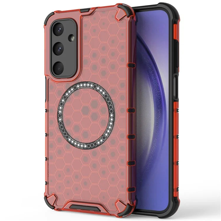 For Samsung Galaxy M35 5G Case Compatible with MagSafe Honeycomb Design TPU+PC Phone Cover