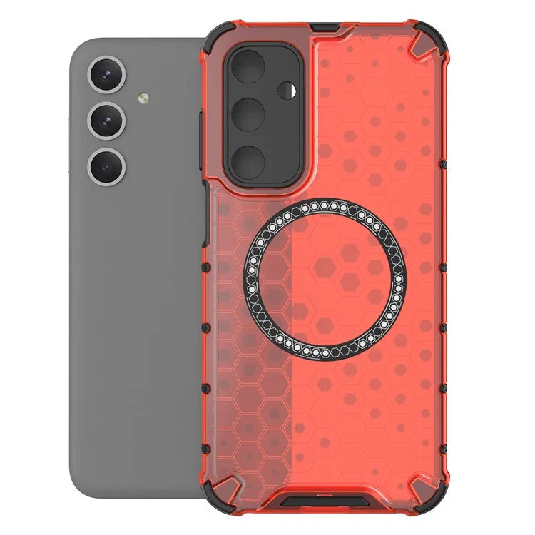 For Samsung Galaxy M35 5G Case Compatible with MagSafe Honeycomb Design TPU+PC Phone Cover