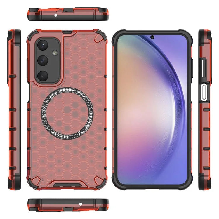 For Samsung Galaxy M35 5G Case Compatible with MagSafe Honeycomb Design TPU+PC Phone Cover