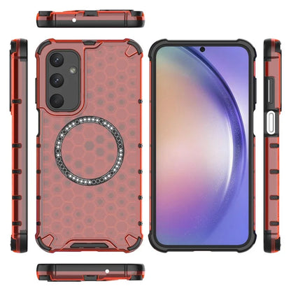 For Samsung Galaxy M35 5G Case Compatible with MagSafe Honeycomb Design TPU+PC Phone Cover
