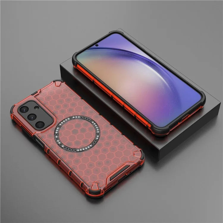 For Samsung Galaxy M35 5G Case Compatible with MagSafe Honeycomb Design TPU+PC Phone Cover
