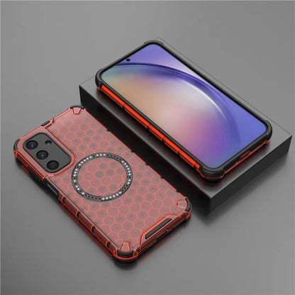 For Samsung Galaxy M35 5G Case Compatible with MagSafe Honeycomb Design TPU+PC Phone Cover