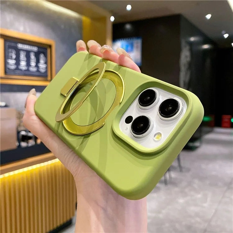 For iPhone 15 Pro Max Case Compatible with MagSafe Kickstand Liquid Silicone Phone Anti-Fingerprints