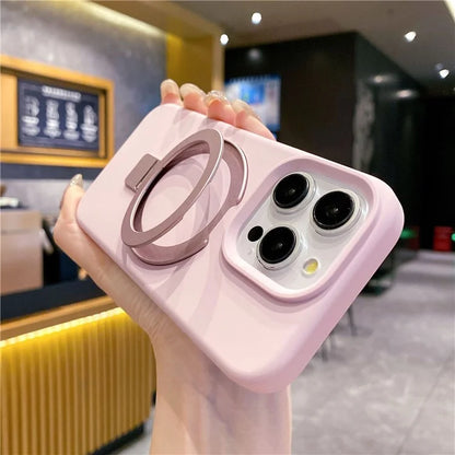For iPhone 15 Pro Max Case Compatible with MagSafe Kickstand Liquid Silicone Phone Anti-Fingerprints