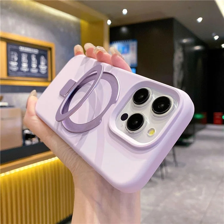 For iPhone 15 Pro Max Case Compatible with MagSafe Kickstand Liquid Silicone Phone Anti-Fingerprints