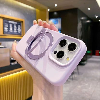 For iPhone 15 Pro Max Case Compatible with MagSafe Kickstand Liquid Silicone Phone Anti-Fingerprints