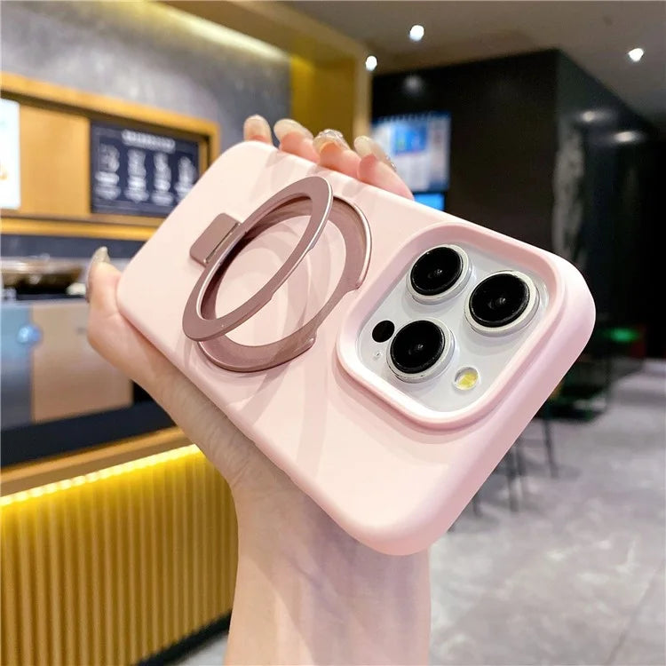 For iPhone 15 Pro Max Case Compatible with MagSafe Kickstand Liquid Silicone Phone Anti-Fingerprints