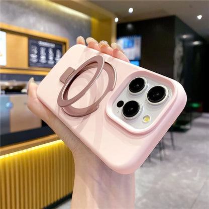 For iPhone 15 Pro Max Case Compatible with MagSafe Kickstand Liquid Silicone Phone Anti-Fingerprints