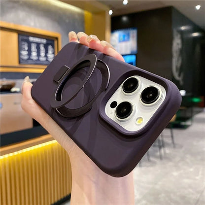 For iPhone 15 Pro Max Case Compatible with MagSafe Kickstand Liquid Silicone Phone Anti-Fingerprints