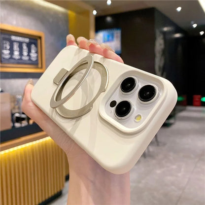 For iPhone 15 Pro Max Case Compatible with MagSafe Kickstand Liquid Silicone Phone Anti-Fingerprints