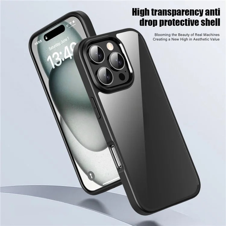 IPAKY For iPhone 16 Pro Max Clear Phone Case TPU + PC Anti-Fingerprint Back Cover