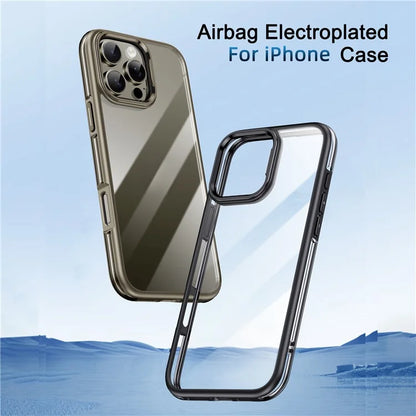 IPAKY For iPhone 16 Pro Electroplating TPU Case Airbag Shockproof Phone Cover