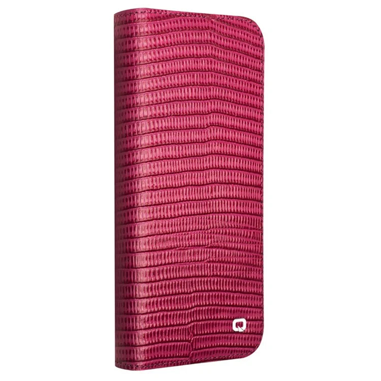 QIALINO For iPhone 16 Pro Max Wallet Case Crocodile Texture Genuine Cow Leather Anti-Drop Phone Cover
