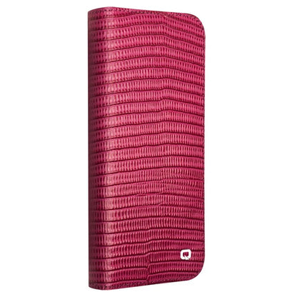 QIALINO For iPhone 16 Pro Wallet Case Crocodile Texture Genuine Cow Leather Anti-Drop Phone Cover