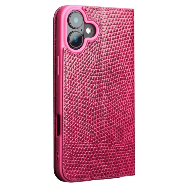 QIALINO For iPhone 16 Wallet Case Crocodile Texture Genuine Cow Leather Anti-Drop Phone Cover