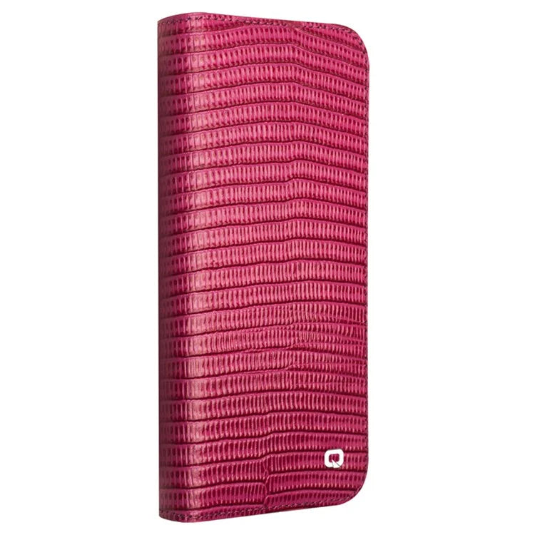 QIALINO For iPhone 16 Wallet Case Crocodile Texture Genuine Cow Leather Anti-Drop Phone Cover
