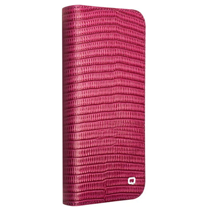 QIALINO For iPhone 16 Wallet Case Crocodile Texture Genuine Cow Leather Anti-Drop Phone Cover