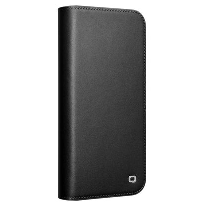 QIALINO For iPhone 16 Plus Stand Case Anti-Drop Genuine Cow Leather Wallet Phone Cover