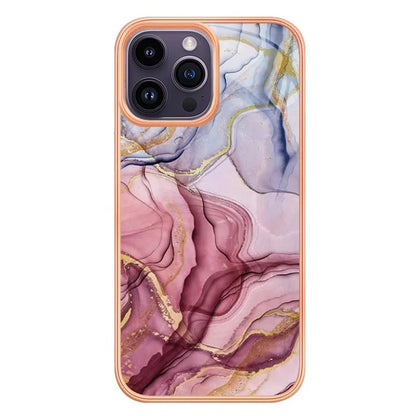 YB IMD Series-16 Style-E For iPhone 16 Pro TPU Case Marble Pattern Electroplating Phone Cover
