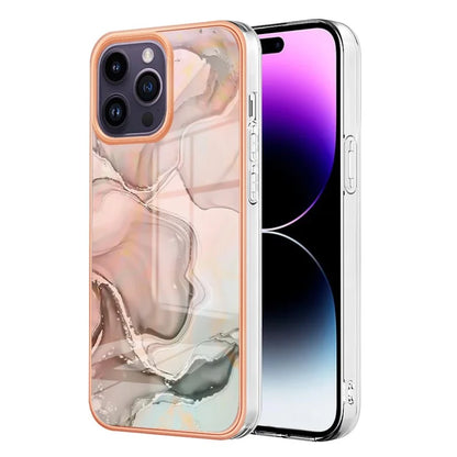 YB IMD Series-16 Style-E For iPhone 16 Pro TPU Case Marble Pattern Electroplating Phone Cover