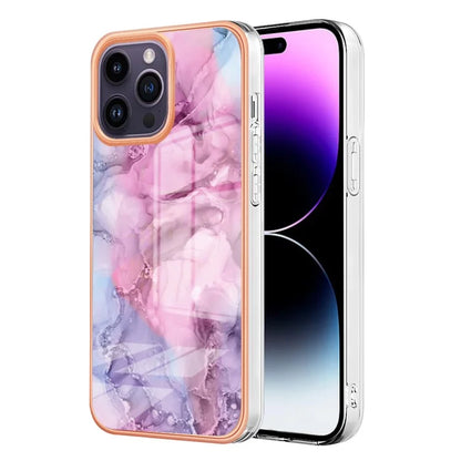 YB IMD Series-16 Style-E For iPhone 16 Pro TPU Case Marble Pattern Electroplating Phone Cover