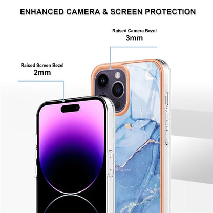 YB IMD Series-16 Style-E For iPhone 16 Pro TPU Case Marble Pattern Electroplating Phone Cover