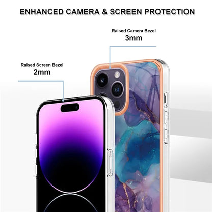 YB IMD Series-16 Style-E For iPhone 16 Pro TPU Case Marble Pattern Electroplating Phone Cover