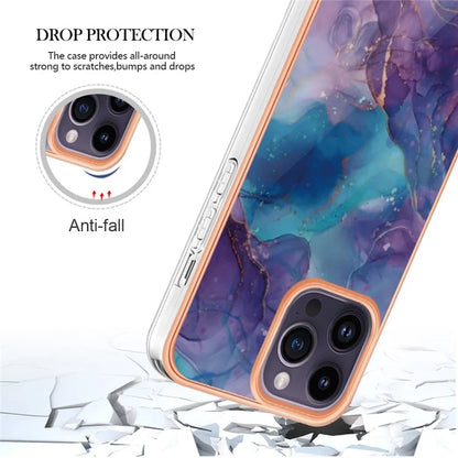 YB IMD Series-16 Style-E For iPhone 16 Pro TPU Case Marble Pattern Electroplating Phone Cover