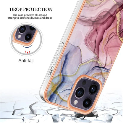 YB IMD Series-16 Style-E For iPhone 16 Pro Max TPU Case Marble Pattern Electroplating Phone Cover