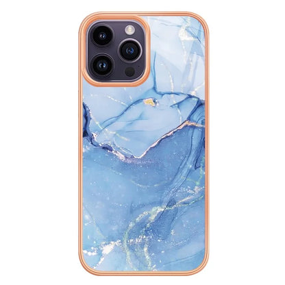YB IMD Series-16 Style-E For iPhone 16 Pro Max TPU Case Marble Pattern Electroplating Phone Cover