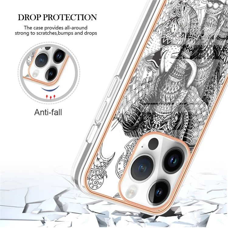 YB IMD Series-16 Style-E For iPhone 16 Pro TPU Case Pattern Printing Phone Back Cover