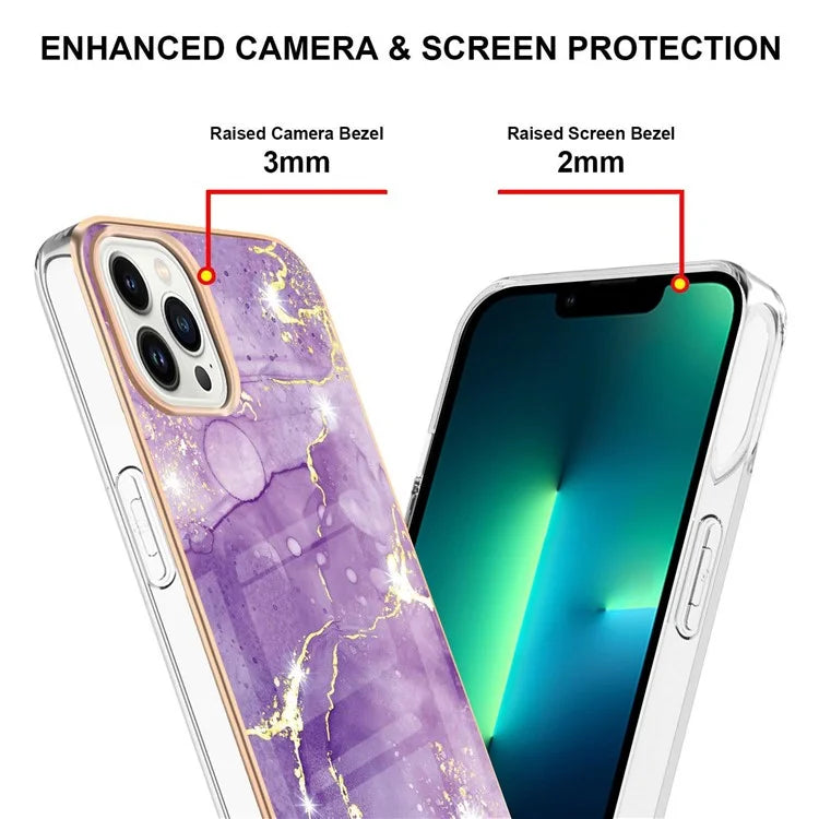 YB IMD Series-16 Style-E For iPhone 16 Pro Phone Case IMD Marble Pattern TPU Back Cover