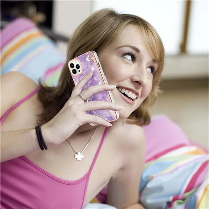 YB IMD Series-16 Style-E For iPhone 16 Pro Phone Case IMD Marble Pattern TPU Back Cover