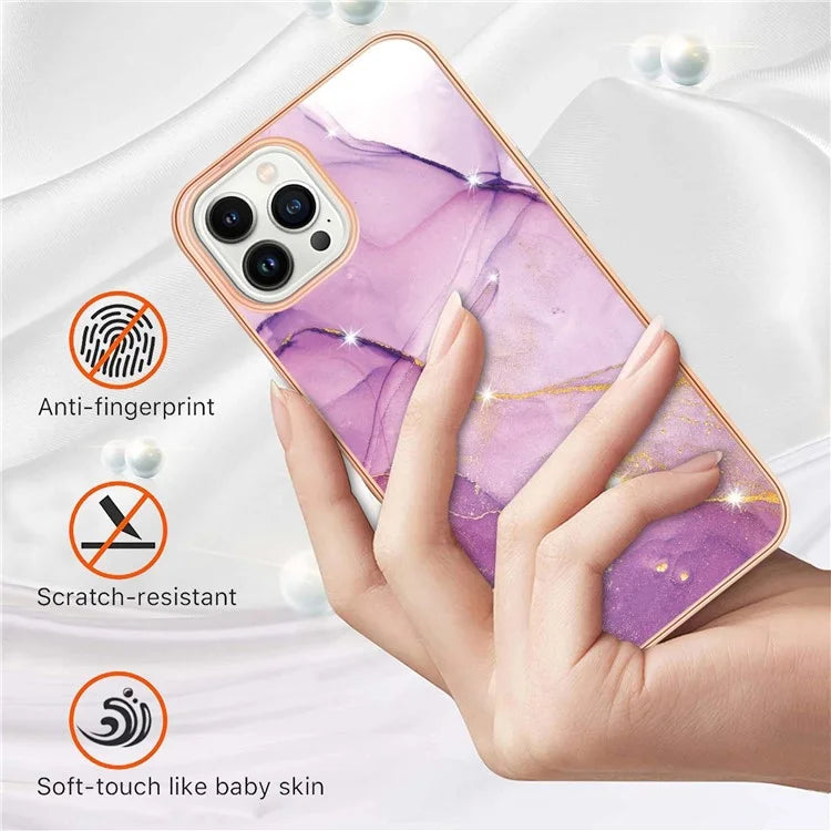 YB IMD Series-16 Style-E For iPhone 16 Pro Phone Case IMD Marble Pattern TPU Back Cover