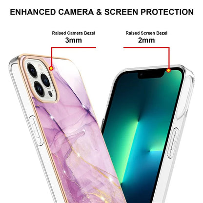 YB IMD Series-16 Style-E For iPhone 16 Pro Phone Case IMD Marble Pattern TPU Back Cover